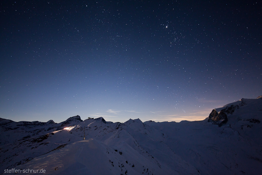 Mountain landscape
 Switzerland
 stars
 starry sky
 winter
