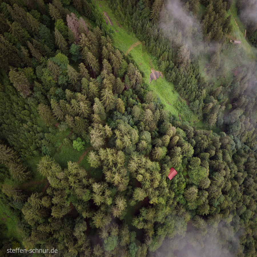 cottage
 Switzerland
 forest
 from above
