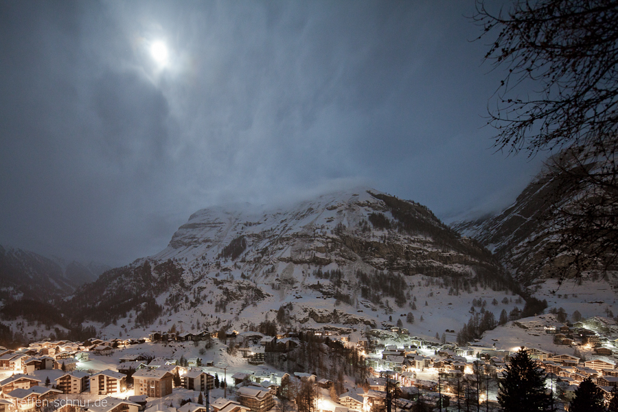 mountains
 moon
 night
 night scene
 Switzerland
 Wallis
 winter
