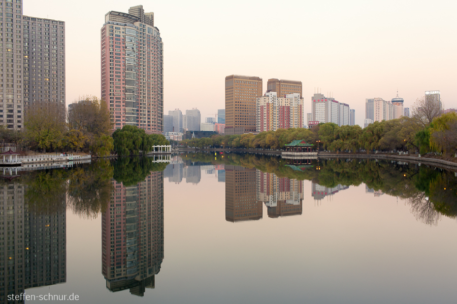 Shenyang
 China
 river
 high rise
 nature
 park
 mirroring
