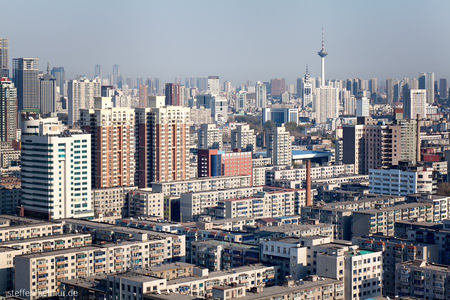 televisiontower
 city skyline
 panoramic view
 survey
 Shenyang
 China
 metropolis
