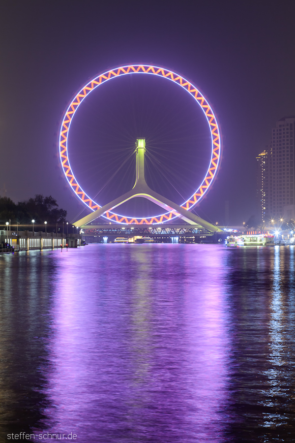 big wheel
 Tianjin
 China
 Bridge
 river
 reflections
 Water
