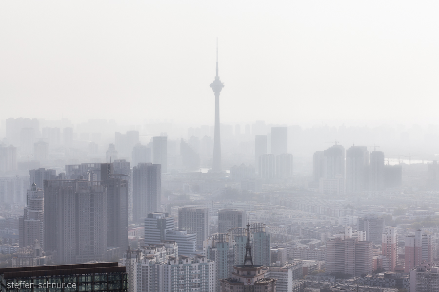 panoramic view
 smog
 pollution
 Tianjin
 China
 metropolis
 skyscrapers
