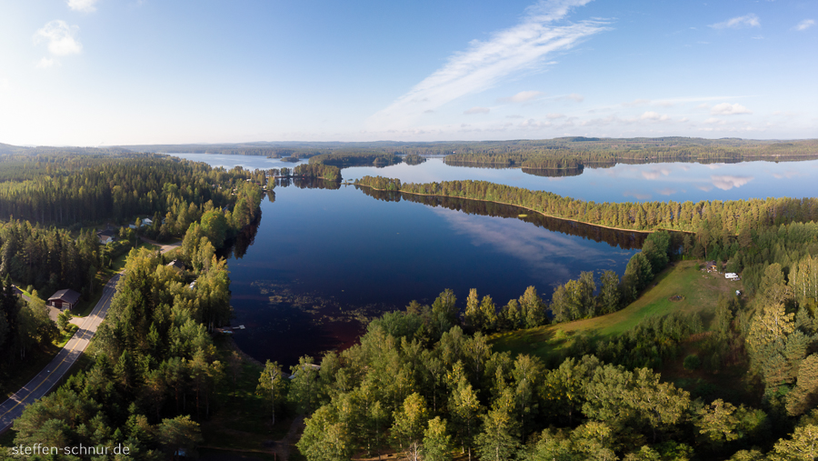 Finland
 cottage
 aerial photograph
 lake
 street
 from above

