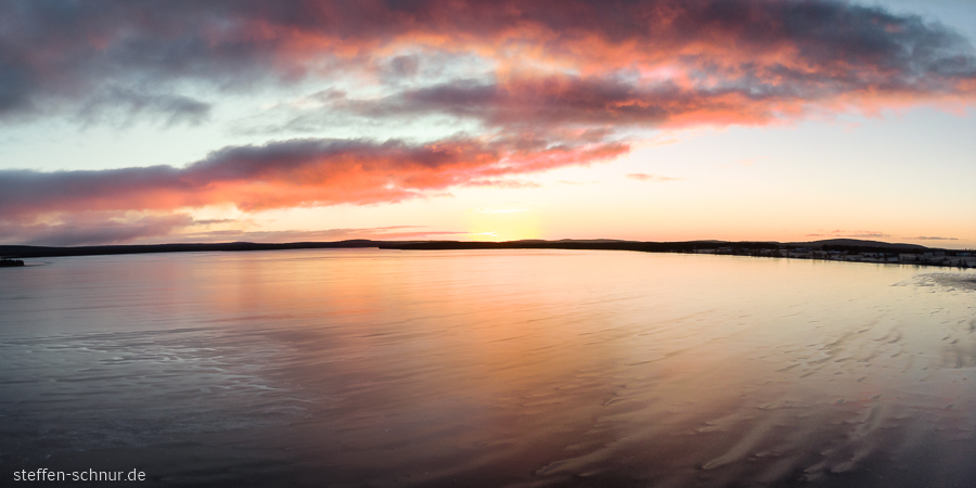 sunrise
 Lapland
 Finland
 reflection
 lake
 winter
