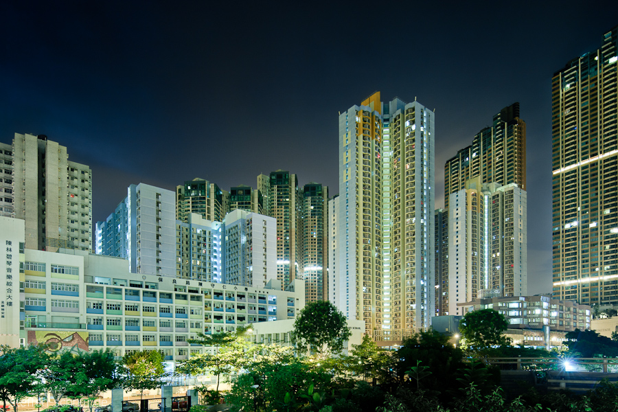 Hong Kong
 China
 fusion from exposure bracketing
 residential towers
