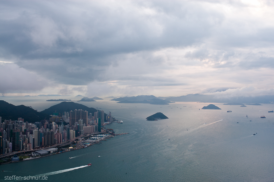 Hong Kong
 China
 islands
 sea
 panorama view
 ships
 clouds
