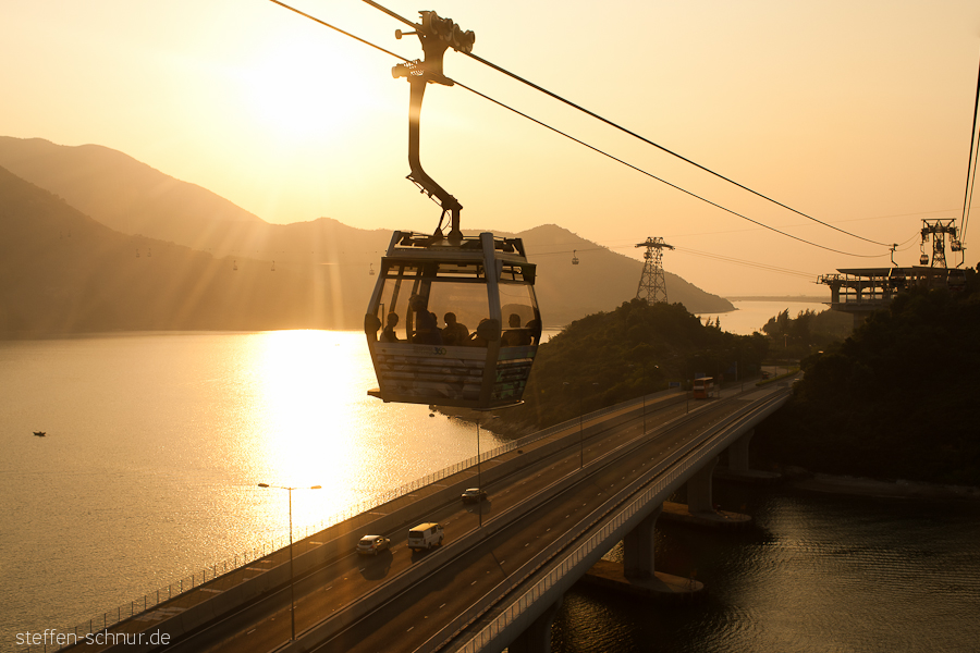 Ngong Ping360
 cable car
 sunset
 Lantau Island
 Hong Kong
 China
