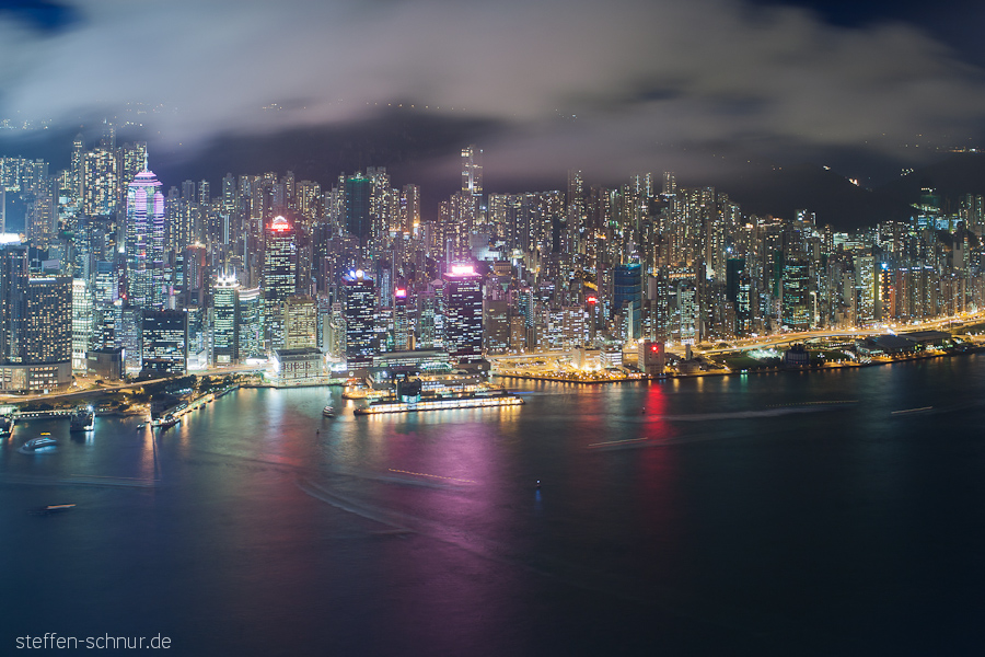 skyline of Hong Kong
 night
 panorama view
 skyscraper
