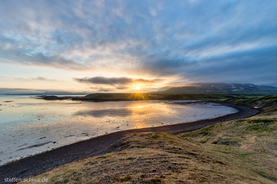 sunset
 Vestfjarða
 Iceland
 coast
 landscape
 sun
