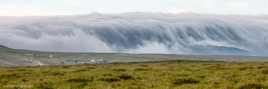 Iceland
 houses
 panorama view
 wave
 clouds
