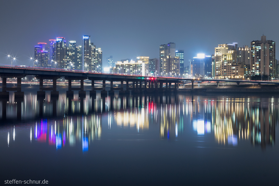 Han River
 Seoul
 South Korea
 Bridge
 night
