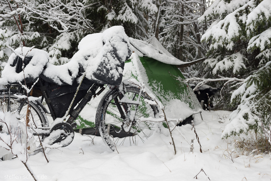 snow
 bike
 Sweden
 winter
 tent
 camping
