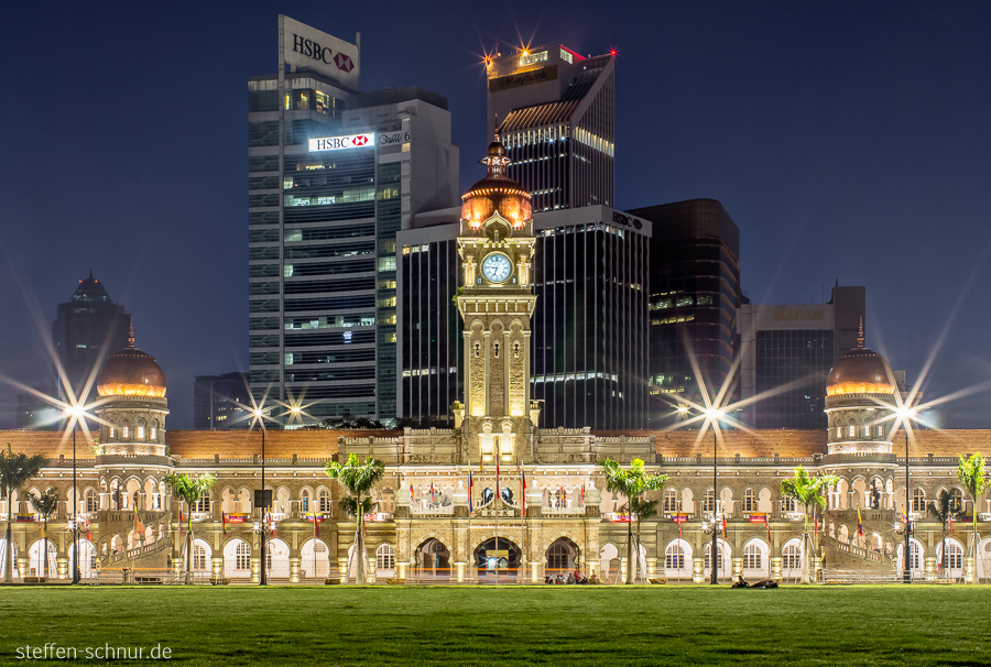 Bangunan Sultan Abdul Samad Building
 old and new
 Kuala Lumpur
 Malaysia
 bank
 night
 clock tower
