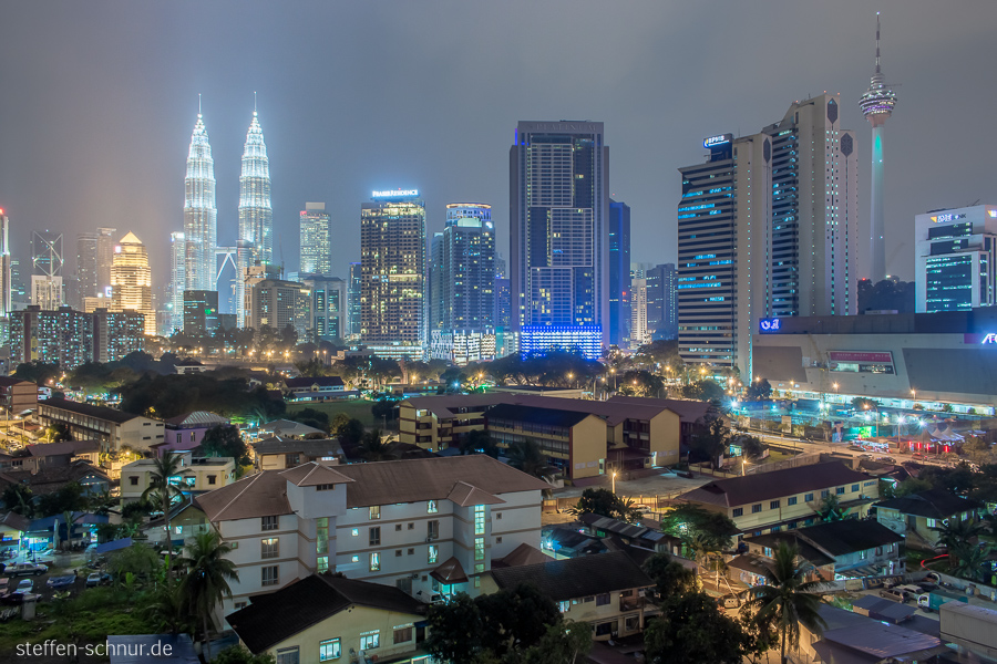 city skyline
 televisiontower
 Petronas Towers
 Kuala Lumpur
 Malaysia
 skyscrapers
 night
