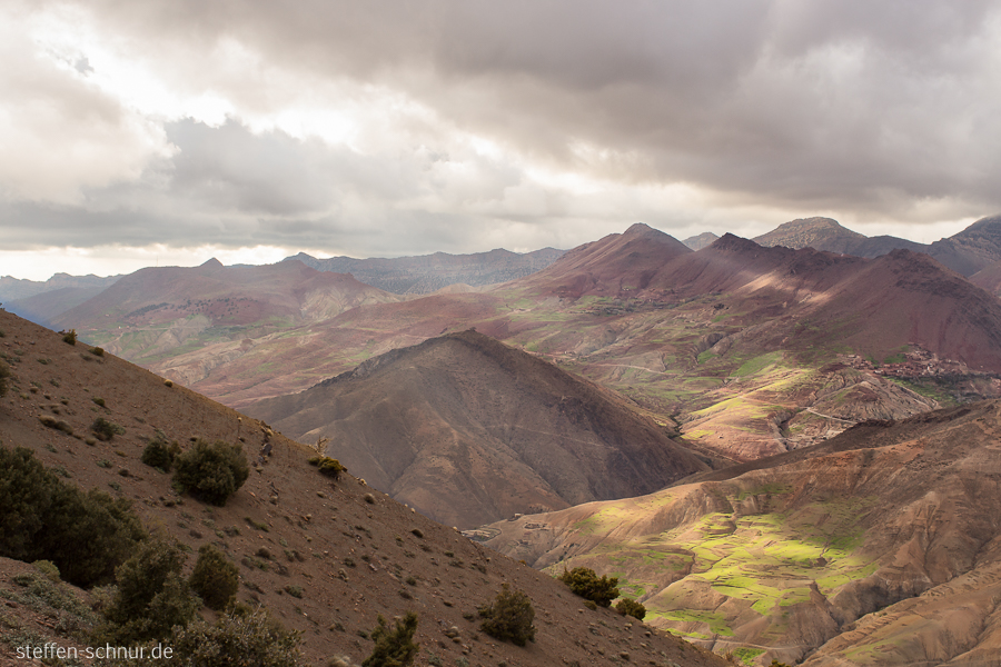 Morocco
 Mountain landscape
 High Atlas
 light rays
 sunlight
 valley
