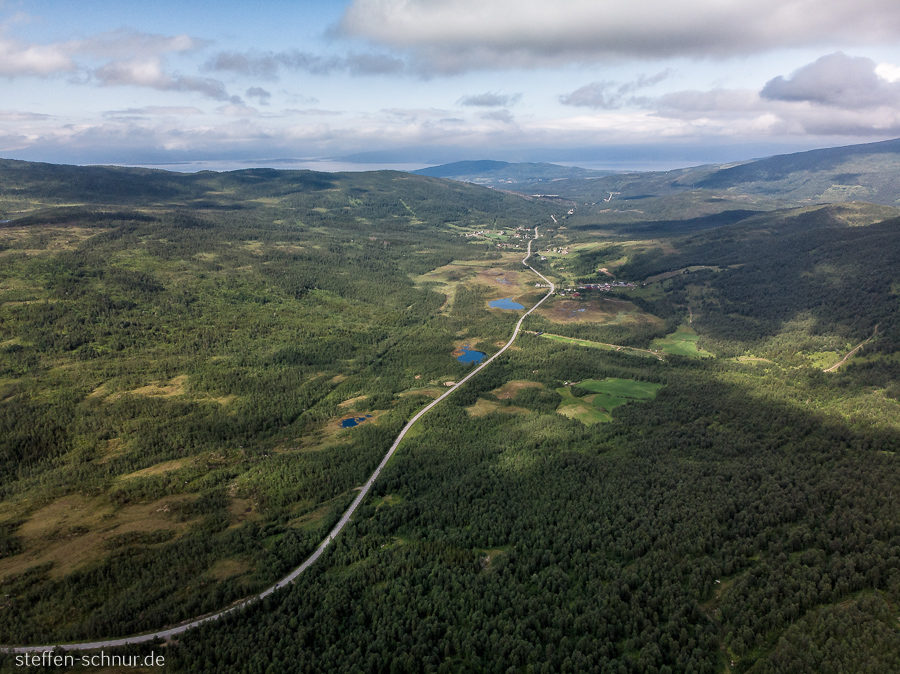 landscape
 aerial photograph
 Norway
 street
 forest
