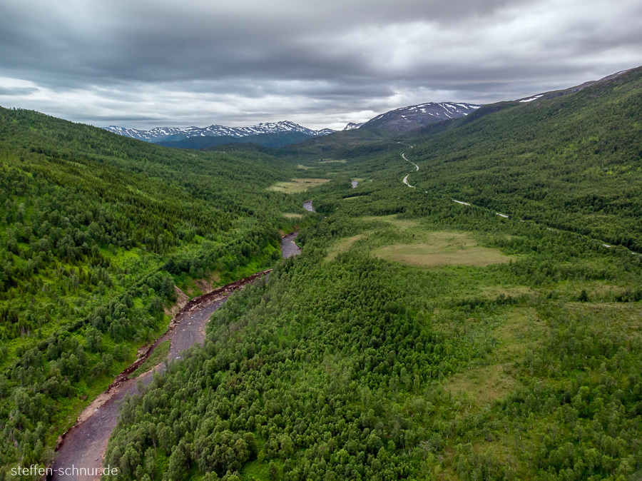 Senja
 river
 aerial photograph
 Norway
 forest
