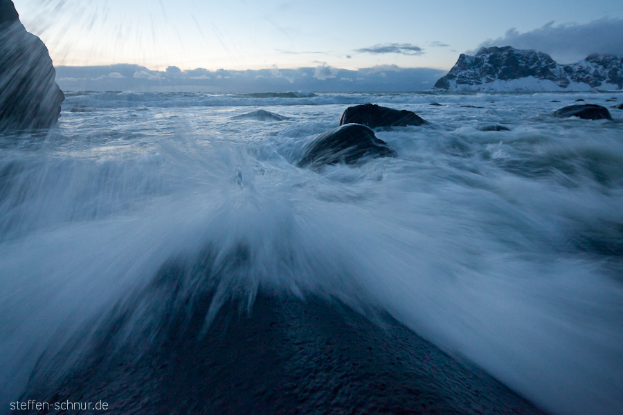mountains
 flood
 Lofoten
 sea
 Norway
 stones
 Water
