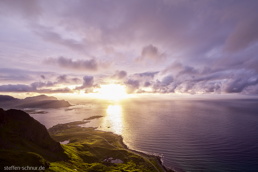 panoramic view
 mountains
 sunset
 Nordland
 landscape
 Lofoten
 sea
