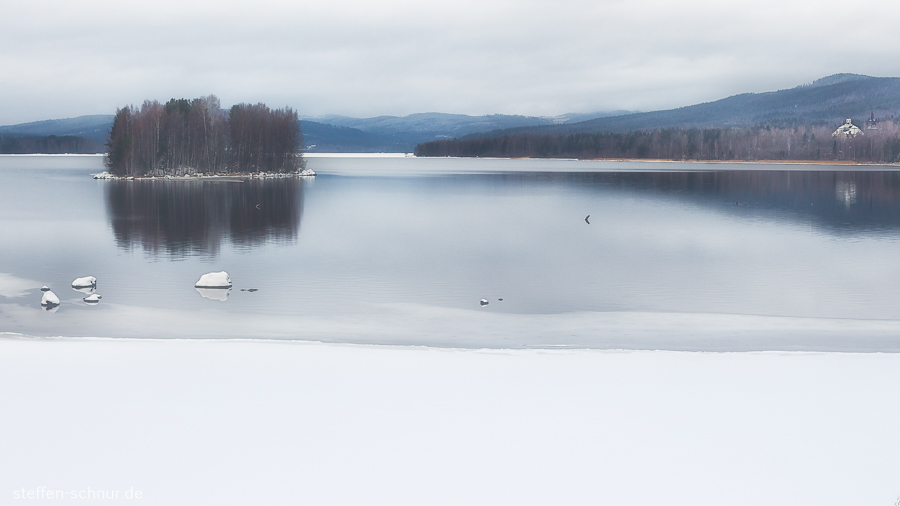 Sweden
 island
 lake
 mirroring
 winter
