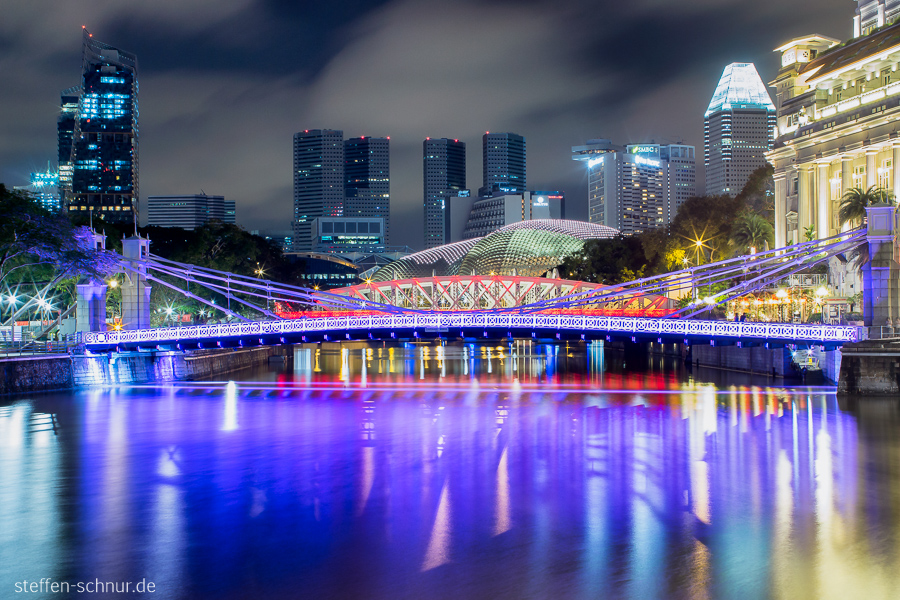 Singapore
 architecture
 Bridge
 Cavenagh Bridge
 river
 night
 colorful
