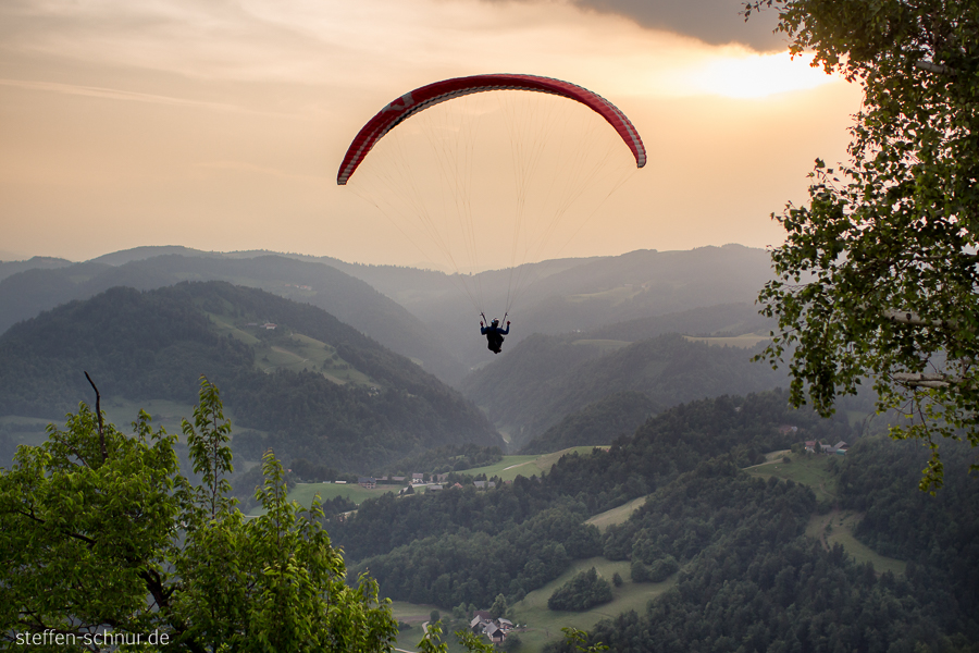 mountains
 sunset
 Slovenia
 paragliding
 landscape
