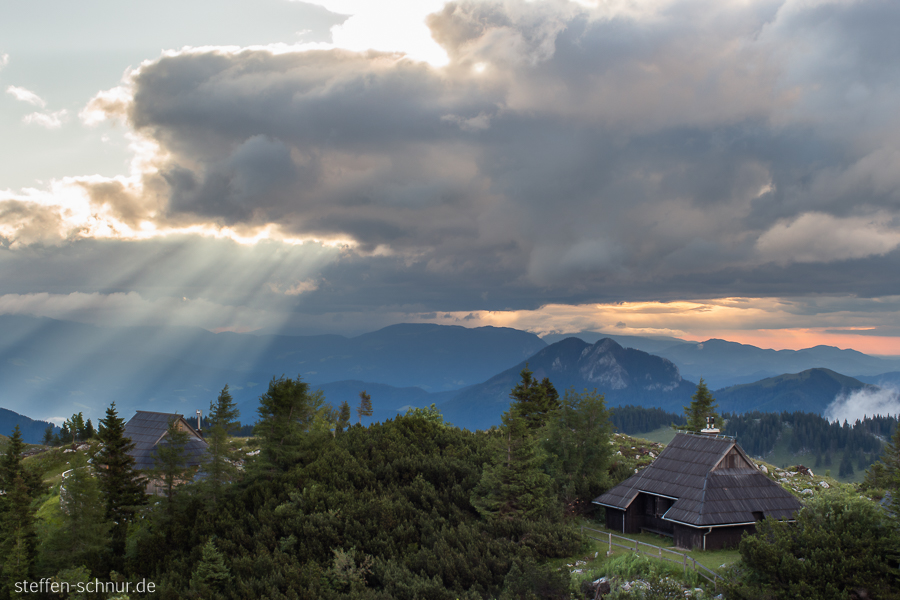 survey
 Velika Planina
 Slovenia
 cabins
 sunlight
 forest
 width
