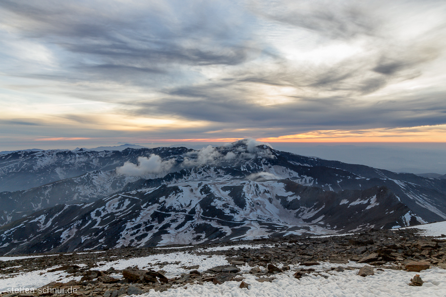 snow
 mountains
 sunset
 Sierra Nevada
 Spain
 Andalusia
 clouds
