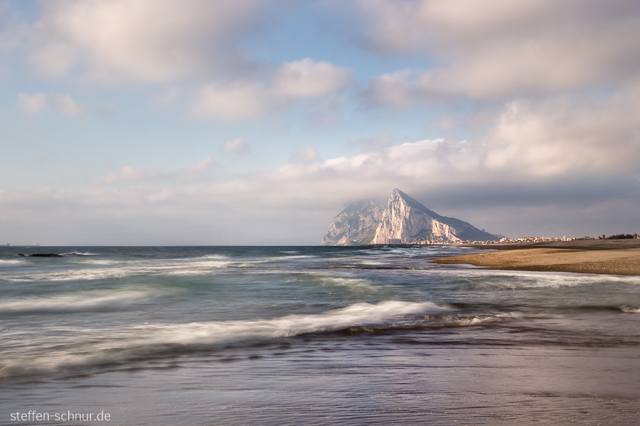 Mediterranean Sea
 Gibraltar
 Spain
 Andalusia
 beach
 waves
