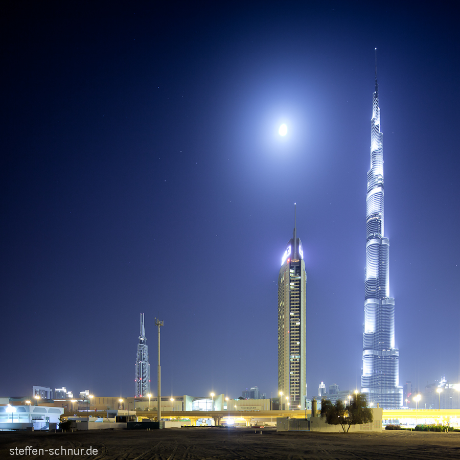 moon
 tree
 Burj Khalifa
 Dubai
 stars
 UAE
 desert
