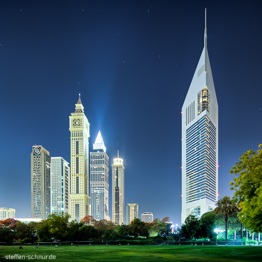 Dubai
 skyscrapers
 park
 stars
 UAE
 meadow
